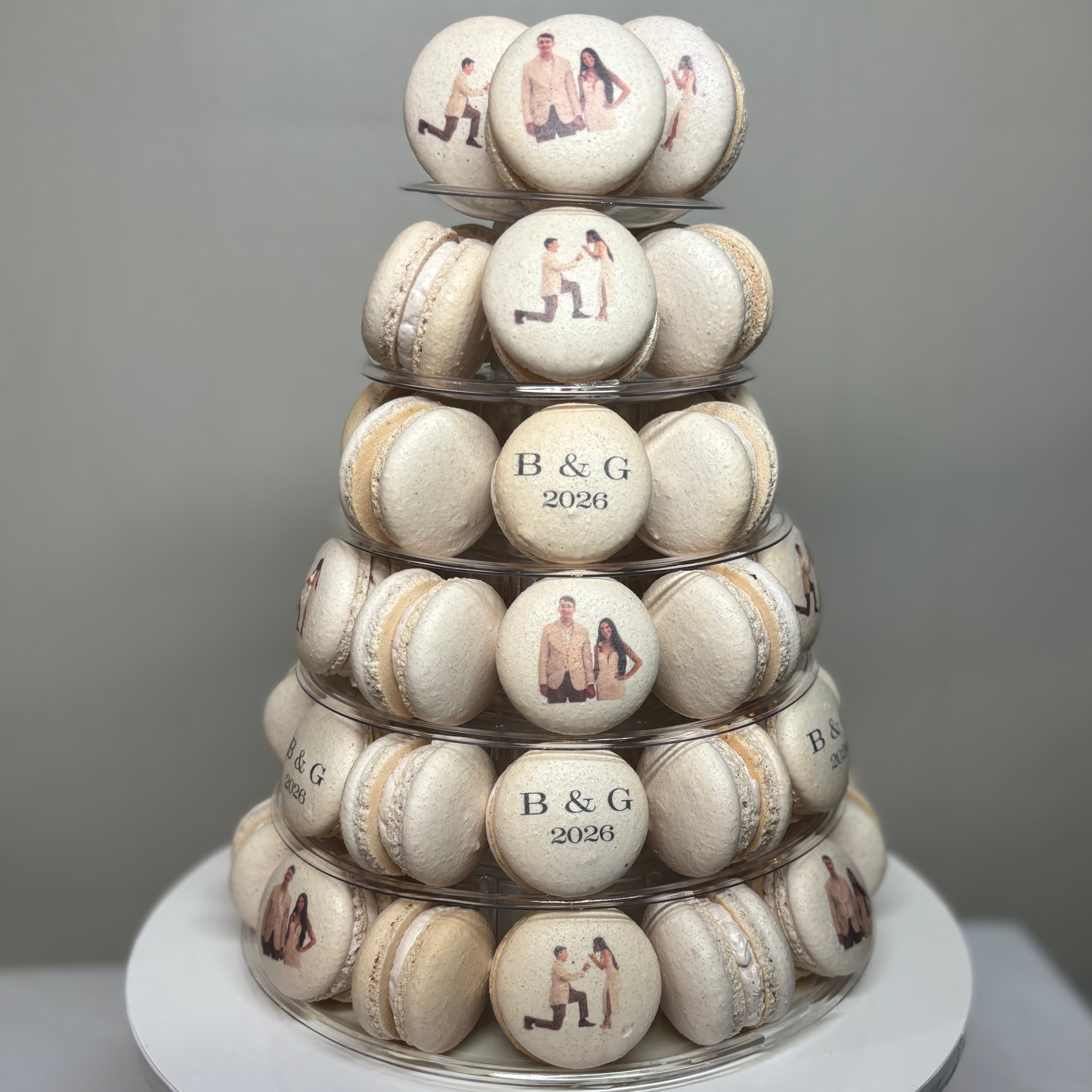 Wedding Monogram & Photo Macaron Stand